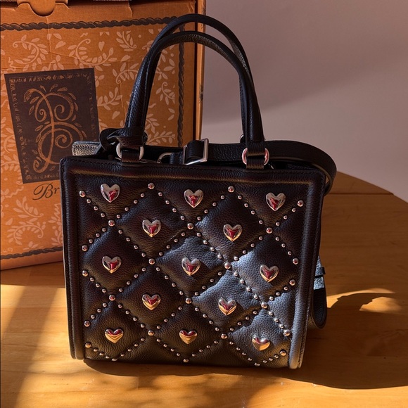 Brighton Handbags - Black Quilted Handbag with Heart Accents
